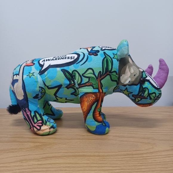 Wild Republic Message From The Planet Rhino Colorful Plush Wildlife Animal - Picture 3 of 11